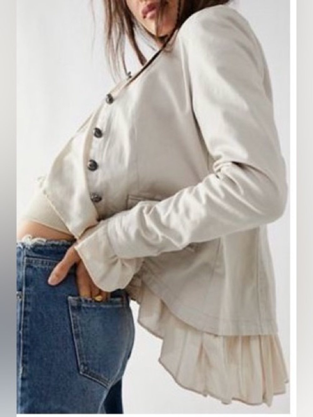 Free People Ruffles Romance Jacket in Natural NWOT